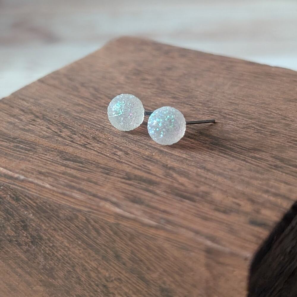 Vintage Stud Earrings Glittery Ball